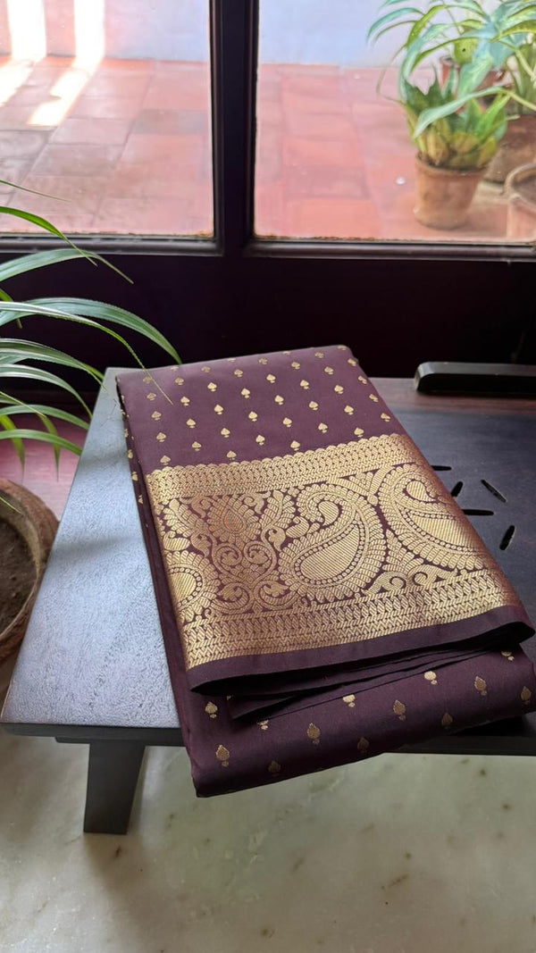 Coffee Bean Brown Pottu Kanjivaram
