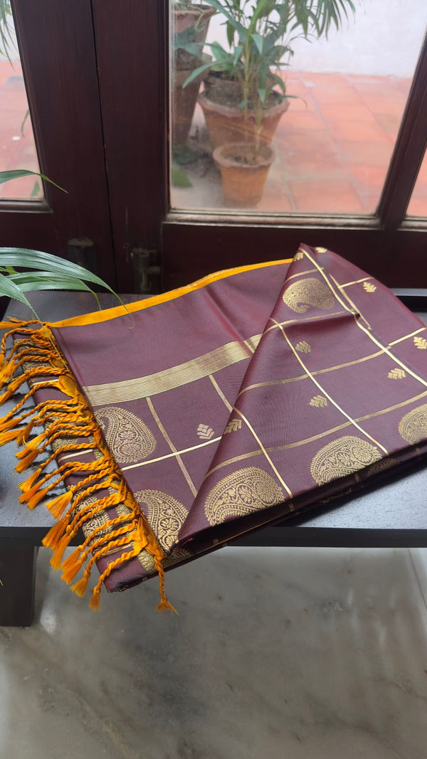 Coffee Bean Brown Parambriya With Manjal